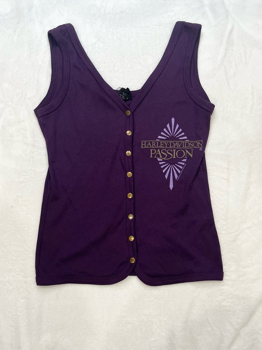 Vintage Harley Davidson Shirt Denver-Sturgis Button Up Purple Small Tank Top
